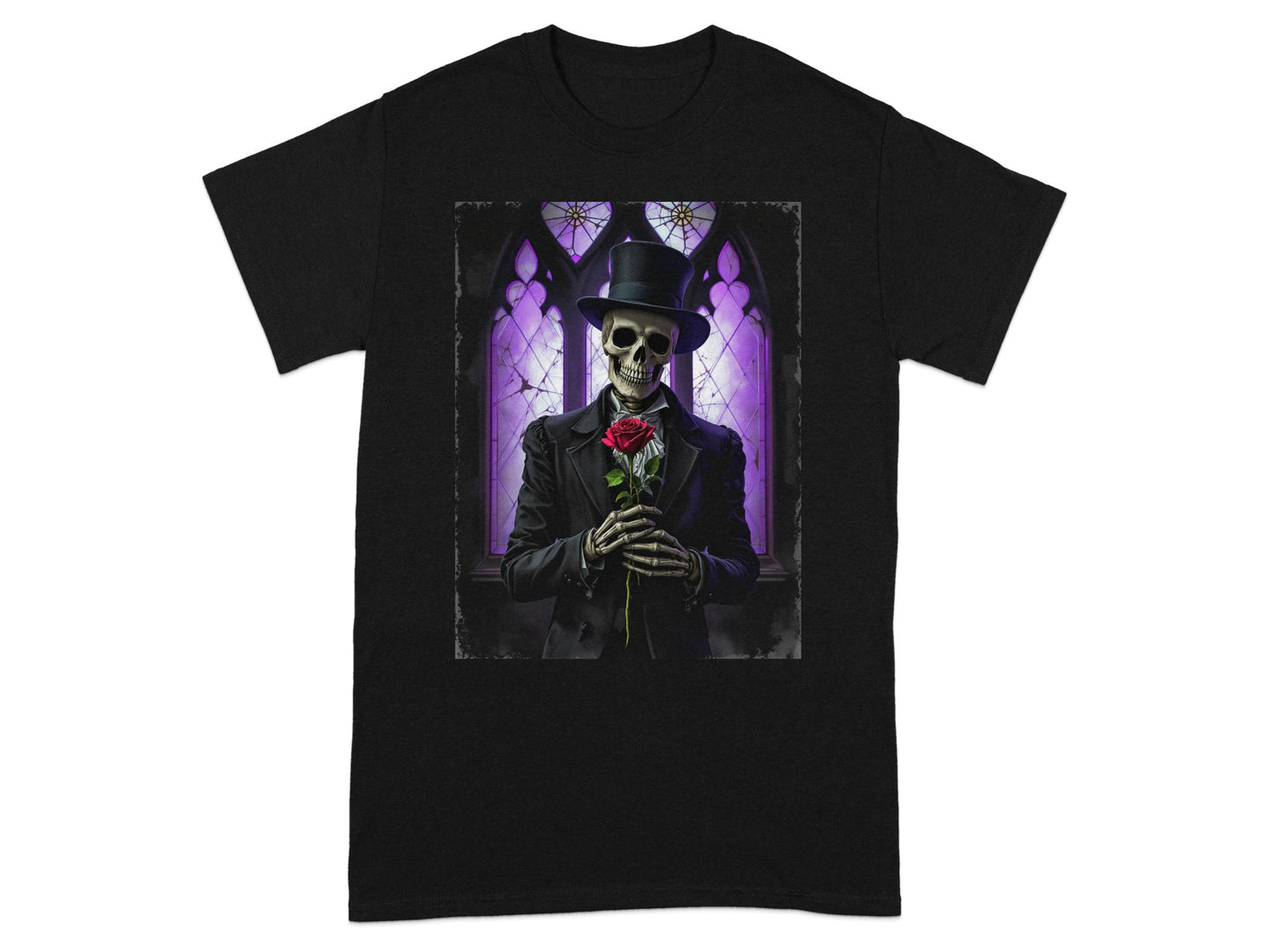 Gothic Skeleton with Rose Window Art T-shirt product type