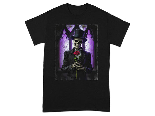 Gothic Skeleton with Rose Window Art T-shirt product type