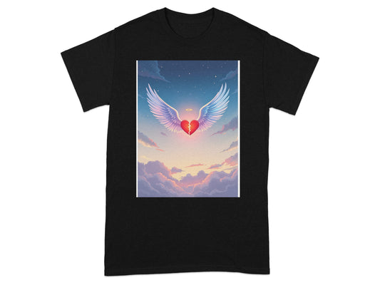 Angel Wings and Heart Graphic T-Shirt product type