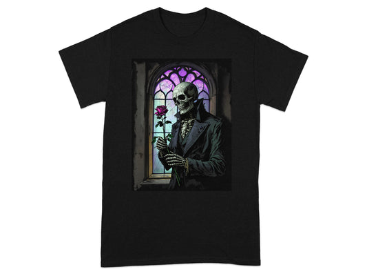 Gothic Skeleton Holding Rose Artwork Tee product
