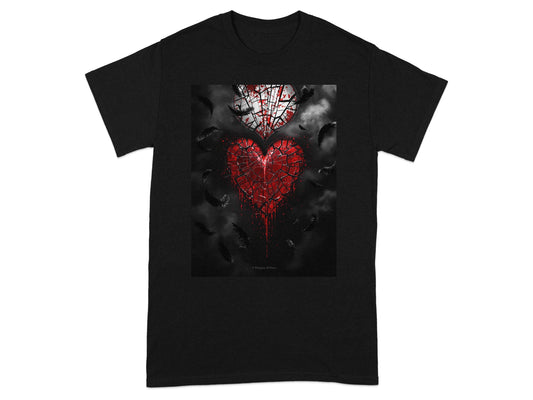 Heart and Feathers with Broken Effect Graphic T-Shirt product type
