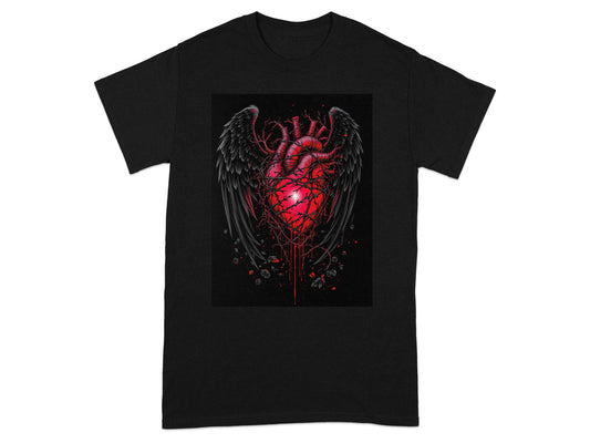 Winged Heart Art on Black Short Sleeve T-Shirt product
