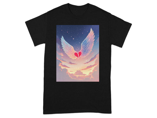 Heart with Angel Wings Sky Graphic T-Shirt product type